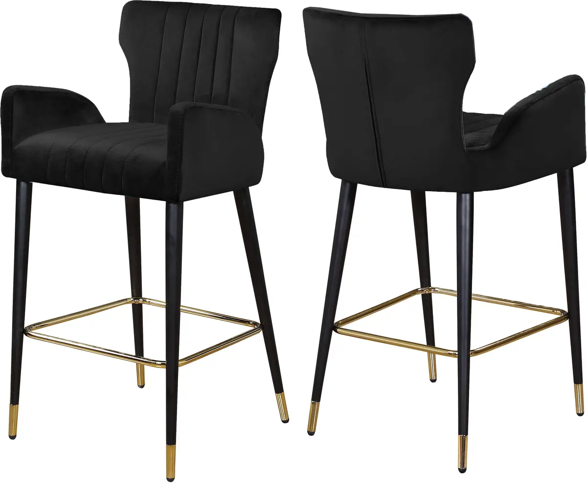 Luxe Black Velvet Stool 1