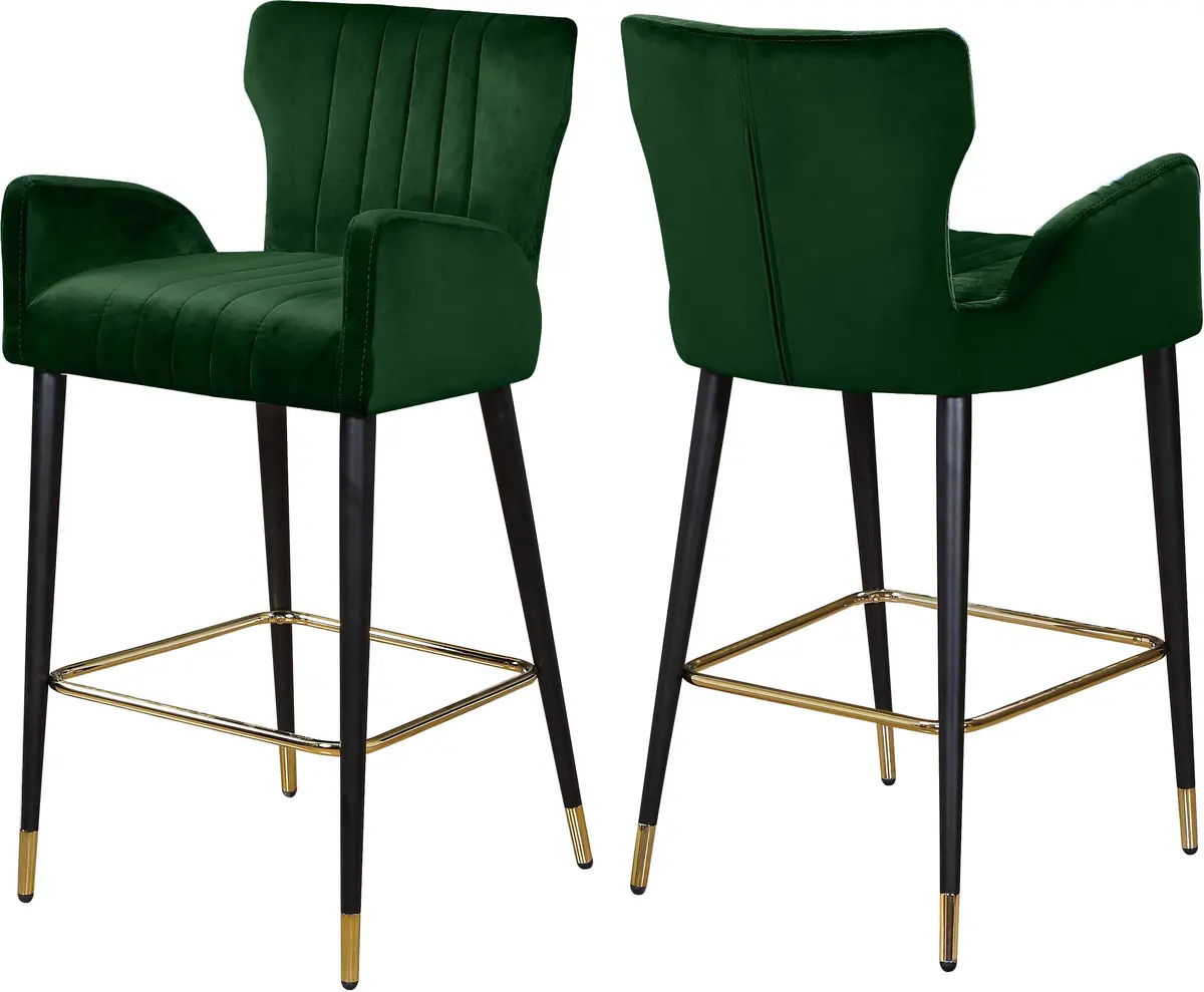 Luxe Green Velvet Stool 1