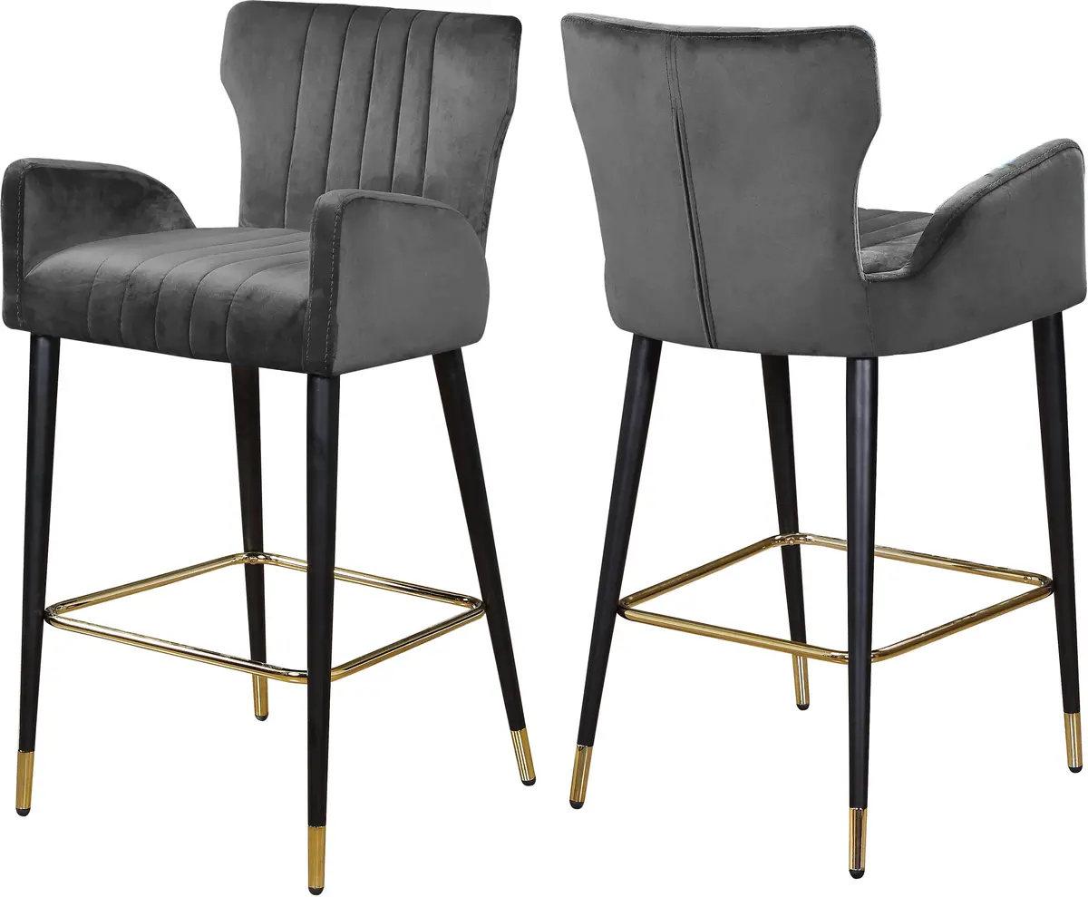 Luxe Grey Velvet Stool 1