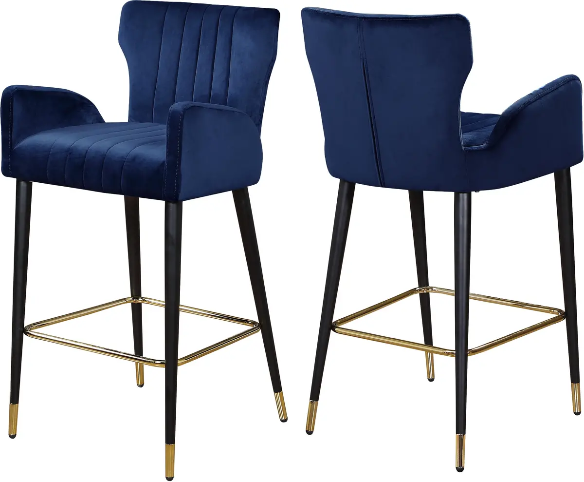 Luxe Navy Velvet Stool 1