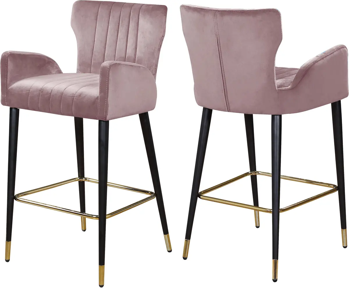 Luxe Pink Velvet Stool 1
