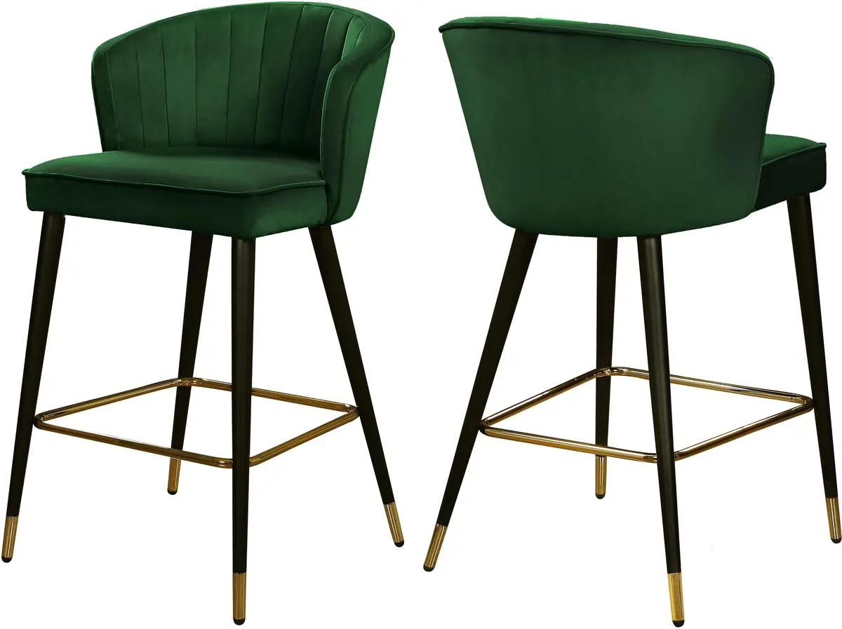 Cassie Green Velvet Stool 1
