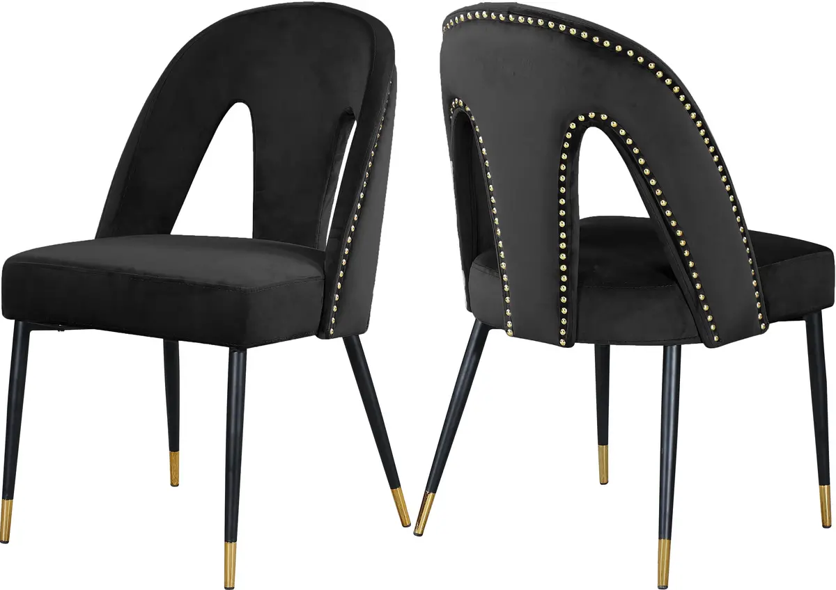 Akoya Black Velvet Dining Chair 1
