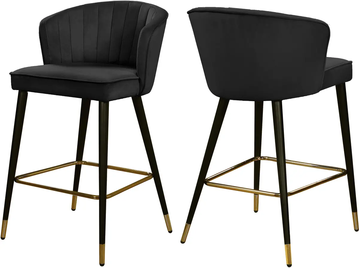 Cassie Black Velvet Stool 1