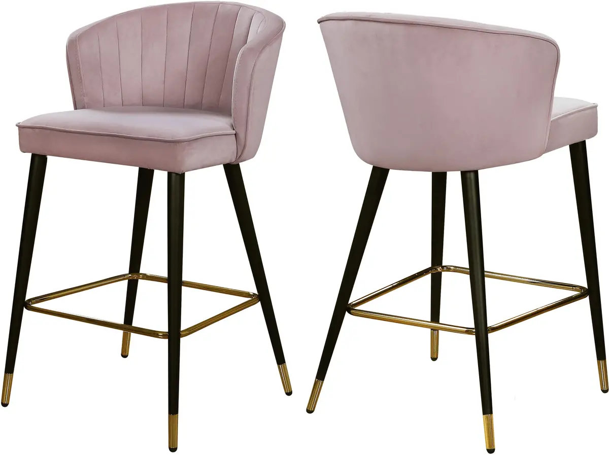 Cassie Pink Velvet Stool 1