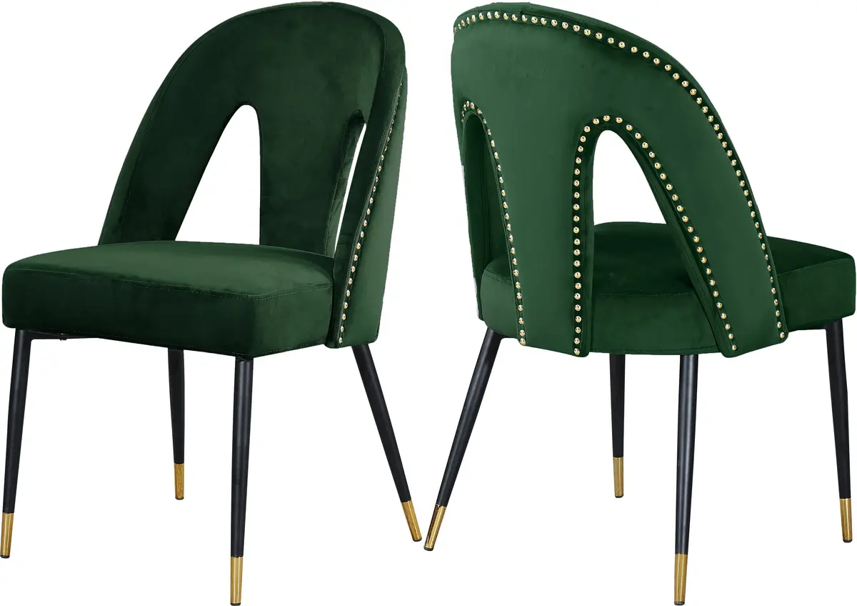 Akoya Green Velvet Dining Chair 1