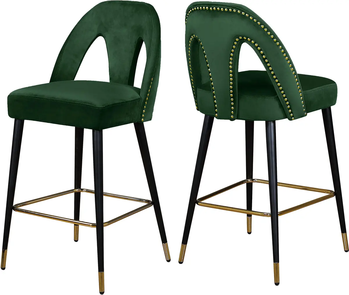 Akoya Green Velvet Stool 1