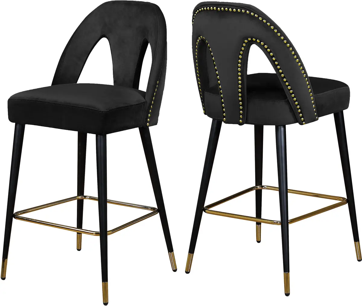 Akoya Black Velvet Stool 1