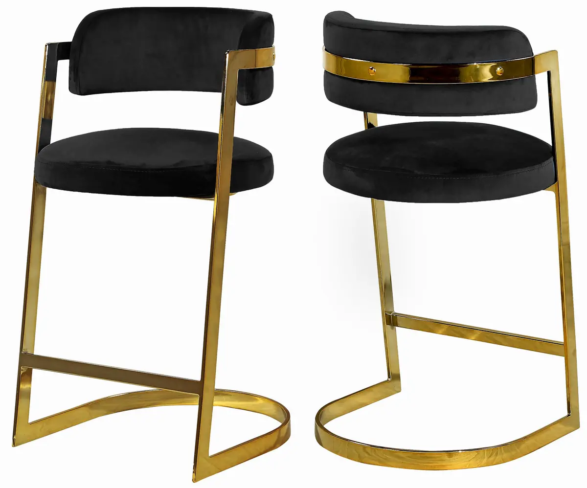 Stephanie Black Velvet Stool 1