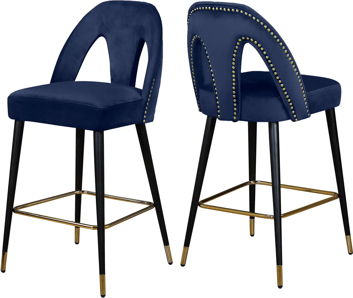 Akoya Navy Velvet Stool 1