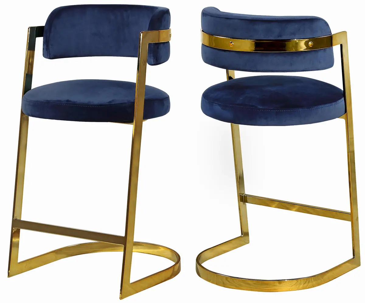 Stephanie Navy Velvet Stool 1