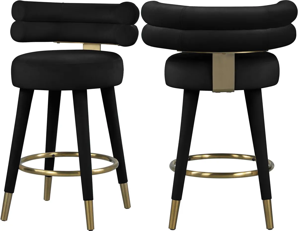 Fitzroy Black Velvet Counter Stool 1