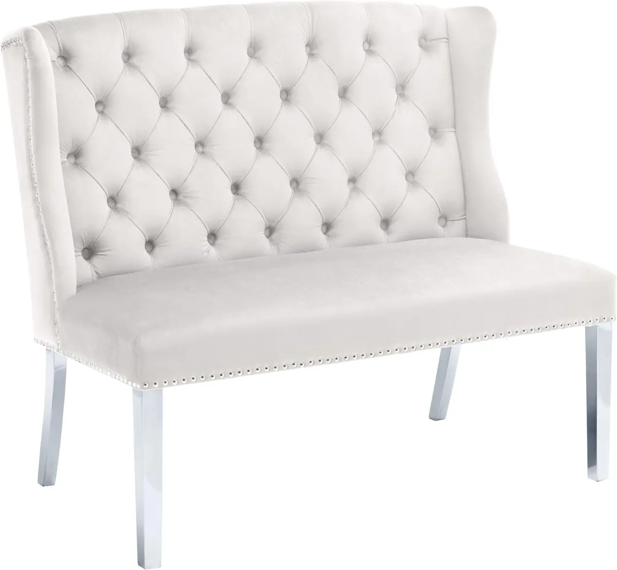 Suri Cream Velvet Settee Bench 1