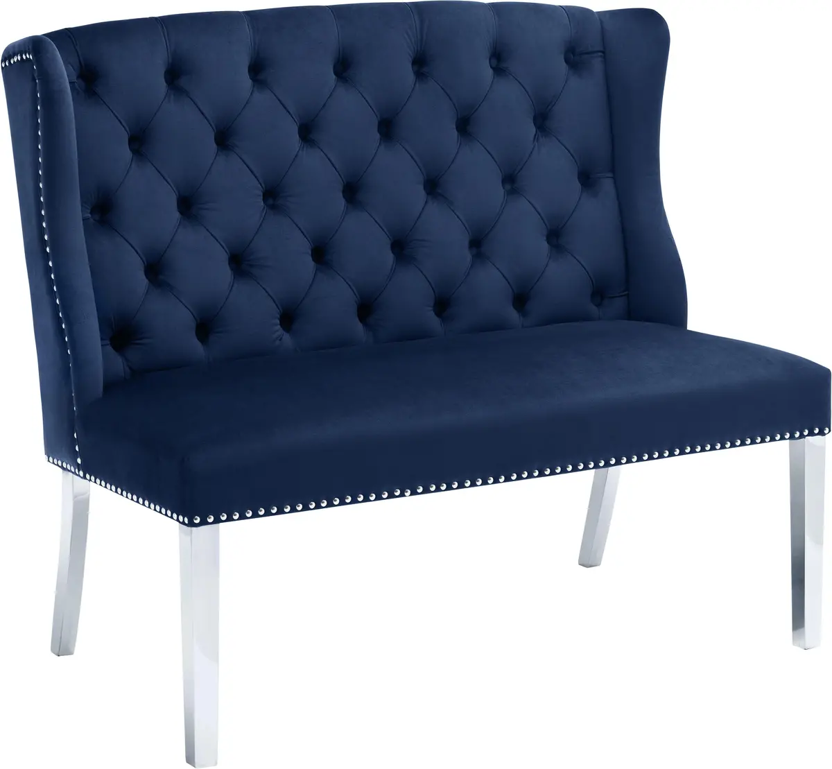 Suri Navy Velvet Settee Bench 1