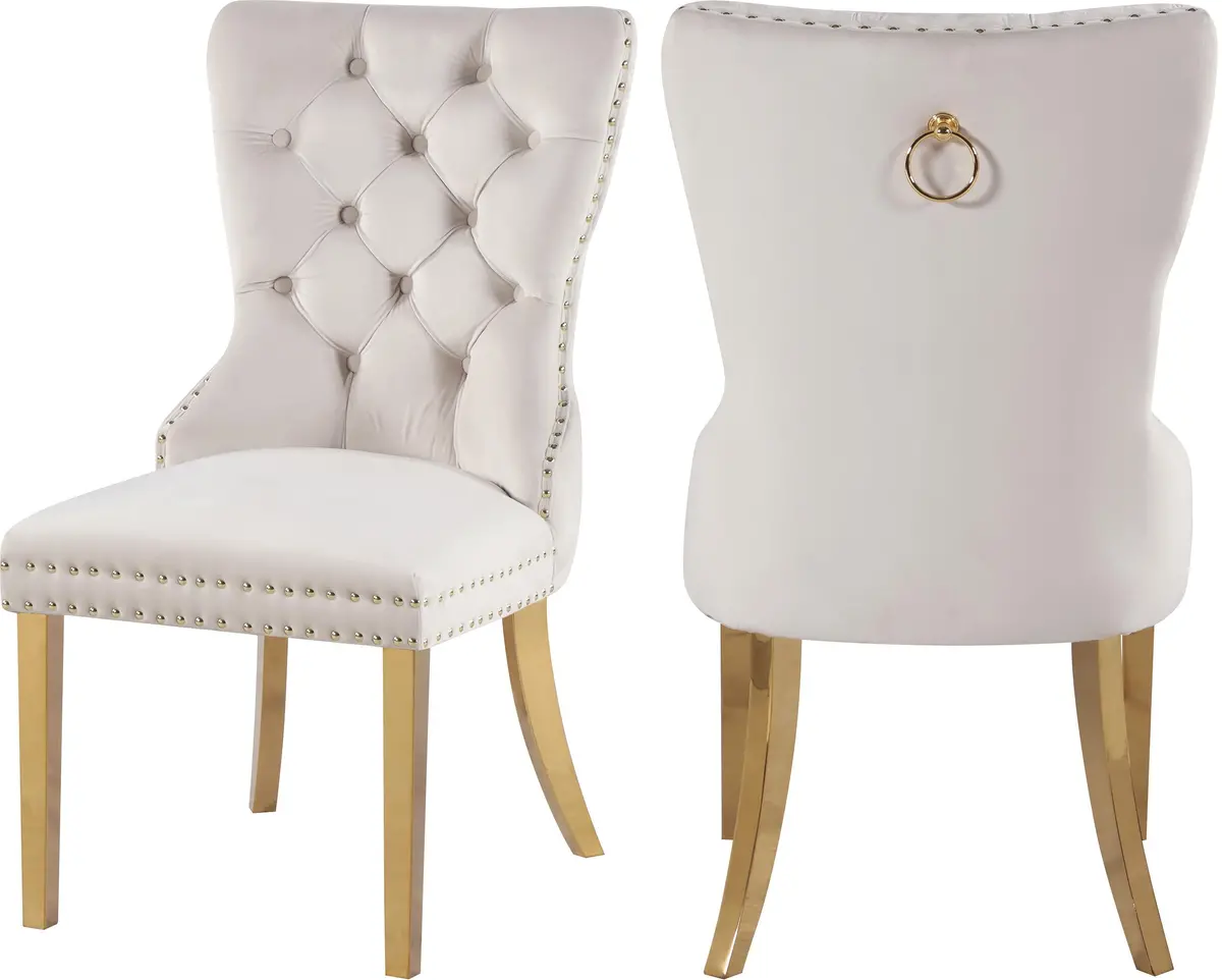 Carmen Cream Velvet Dining Chairs (2) 1