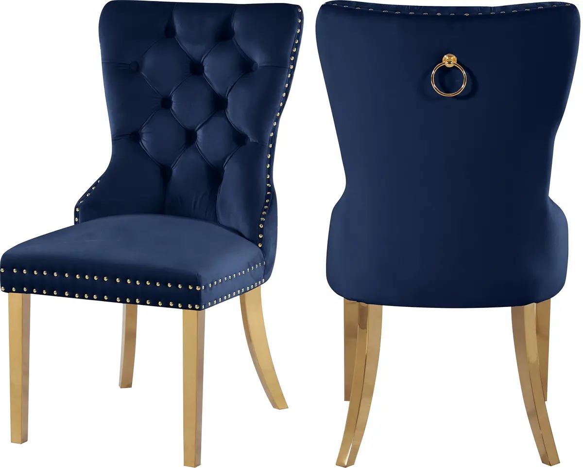 Carmen Navy Velvet Dining Chairs (2) 1