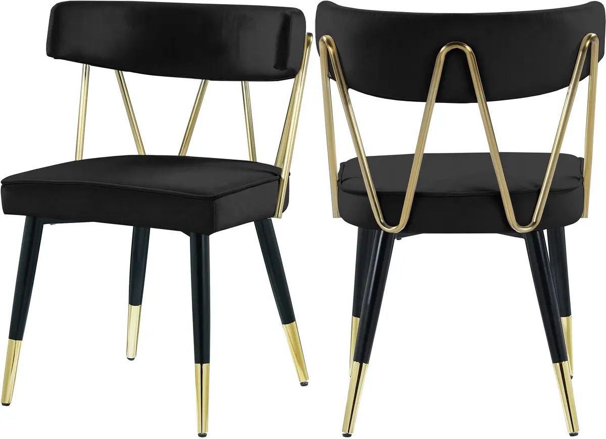 Rheingold Black Velvet Dining Chair 1