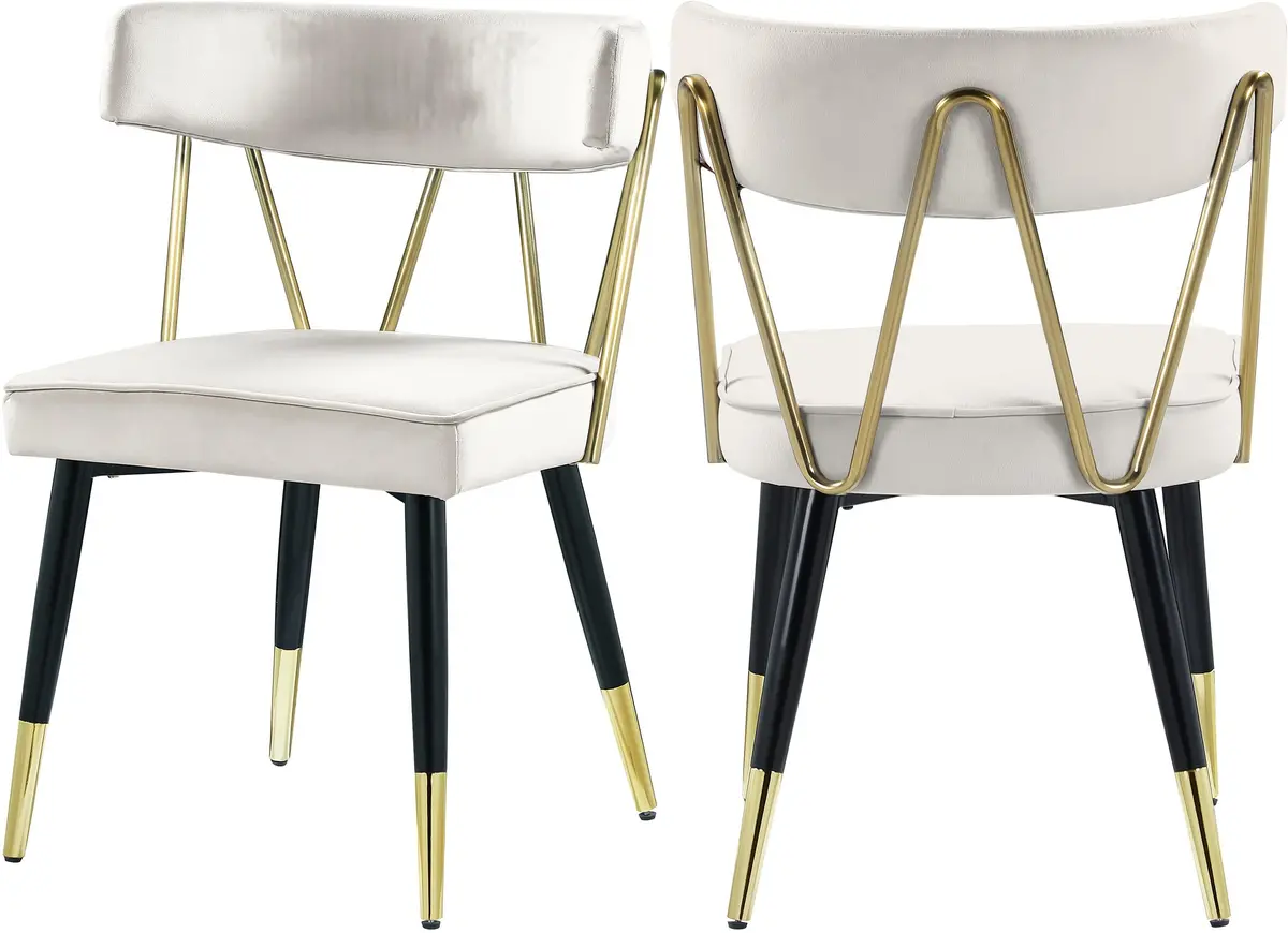 Rheingold Cream Velvet Dining Chair 1