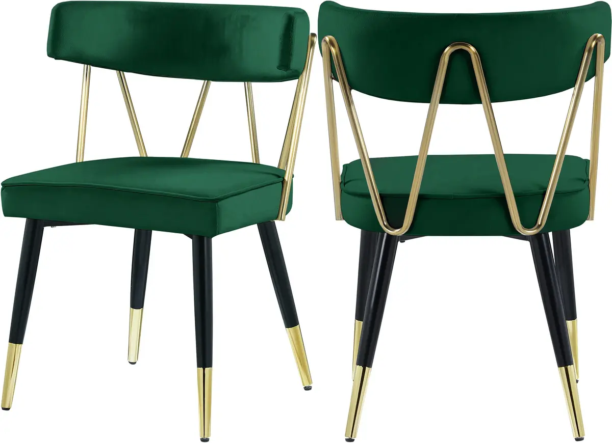 Rheingold Green Velvet Dining Chair 1
