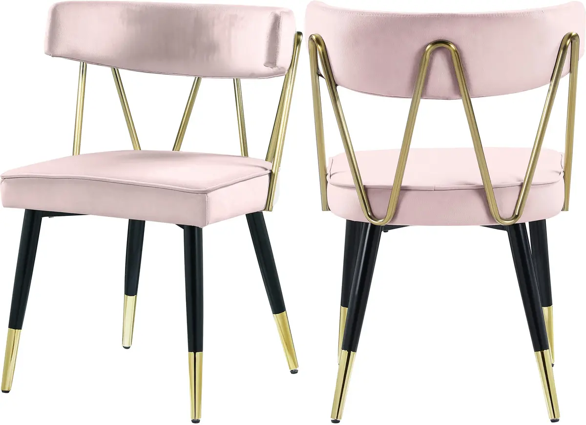 Rheingold Pink Velvet Dining Chair 1