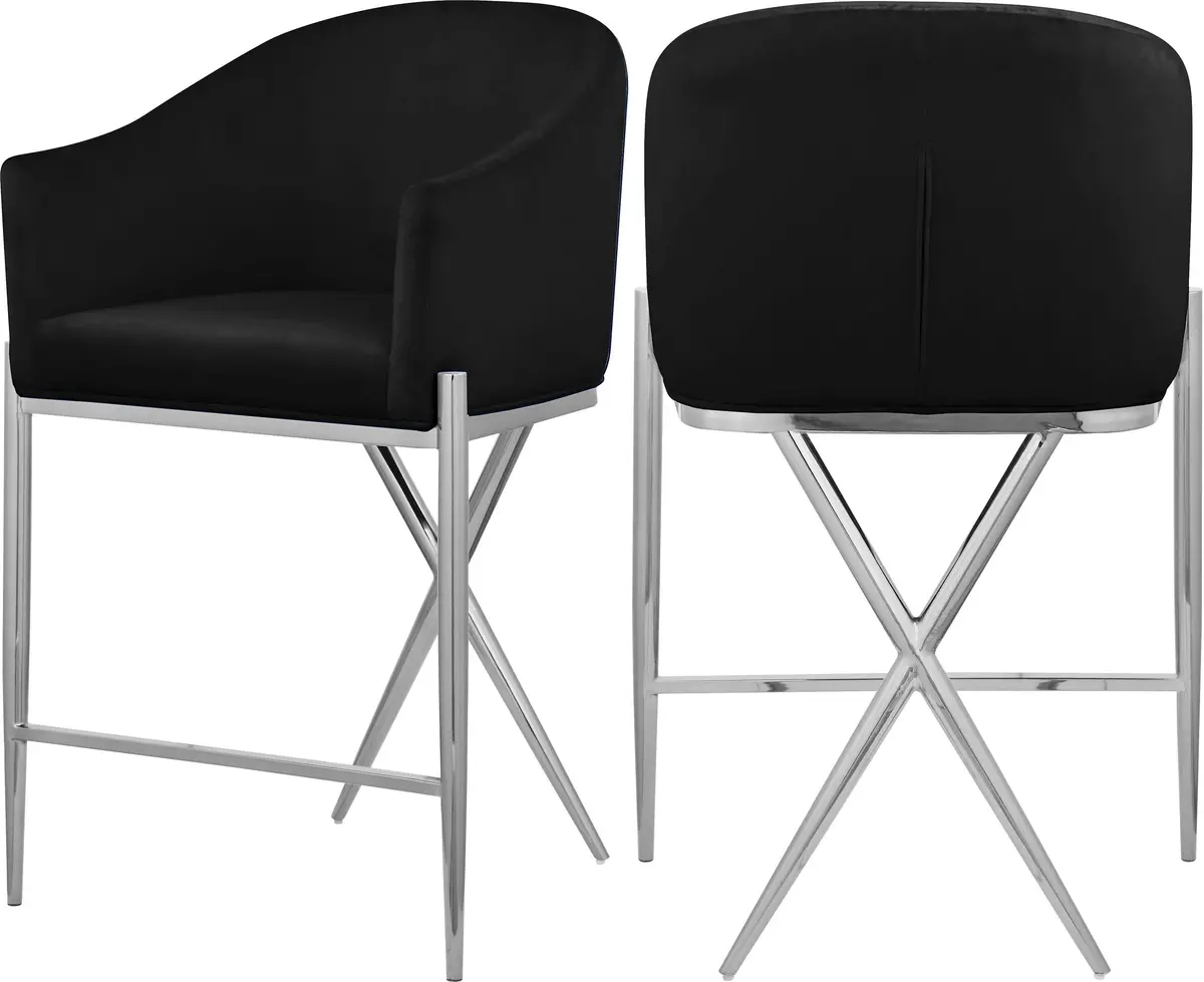 Xavier Black Velvet Counter Stool 1