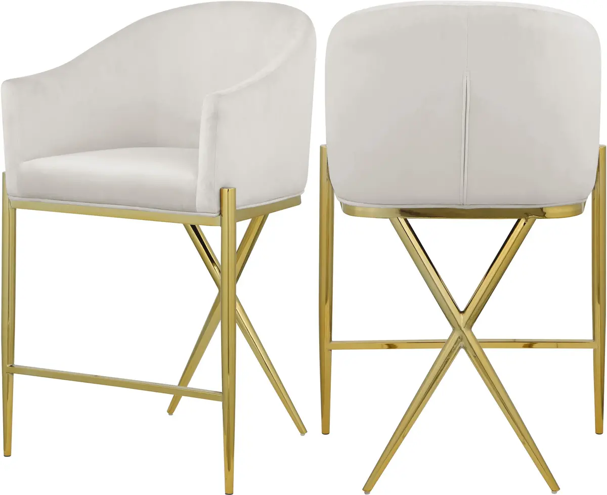 Xavier Cream Velvet Counter Stool 1