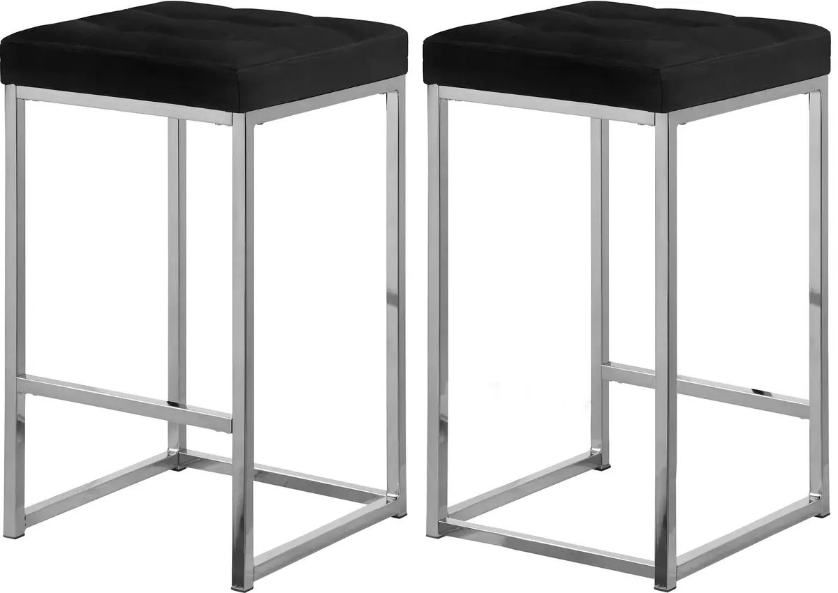 Nicola Black Velvet Stool 1