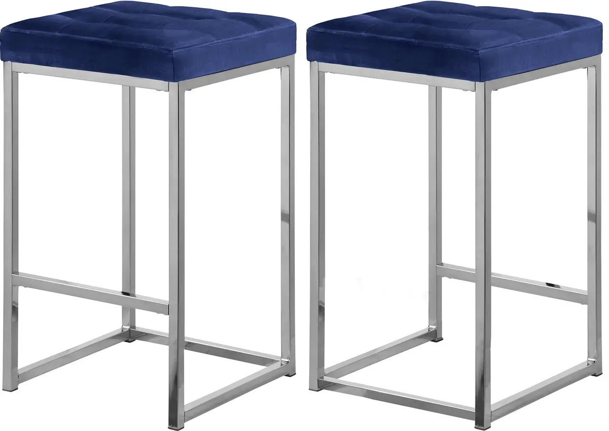 Nicola Navy Velvet Stool 1