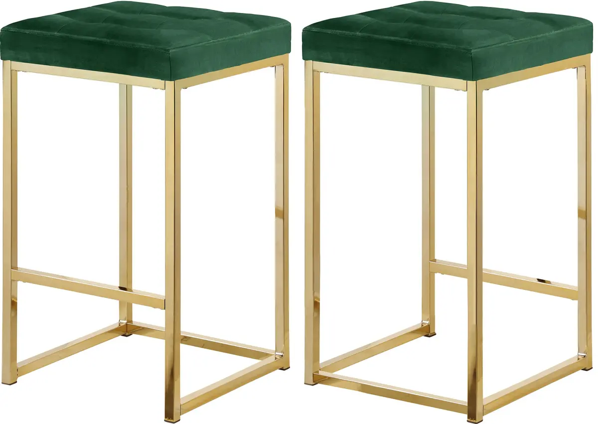 Nicola Green Velvet Stool 1
