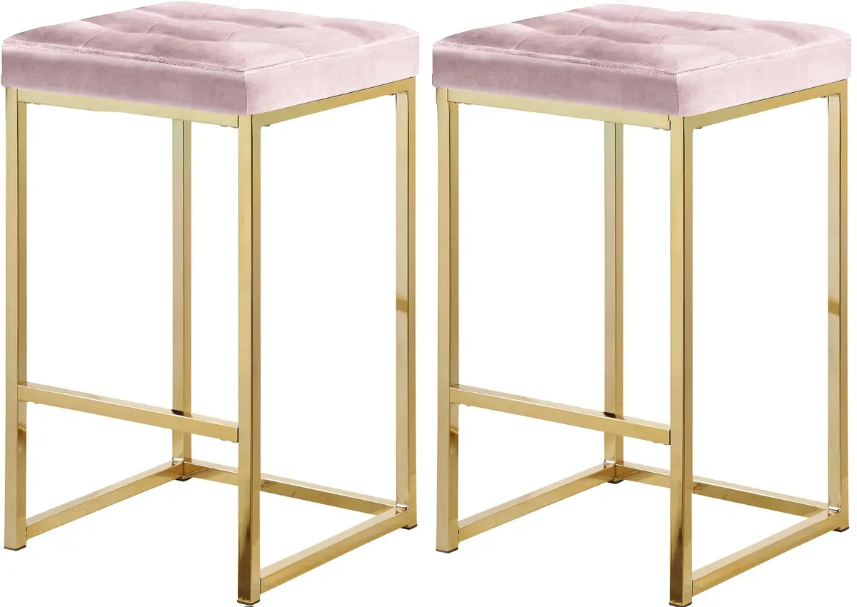Nicola Pink Velvet Stool 1
