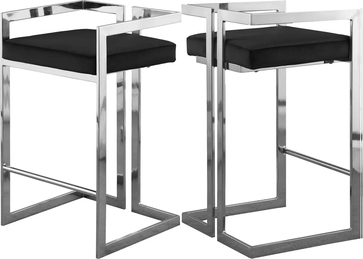 Ezra Black Velvet Stool 1