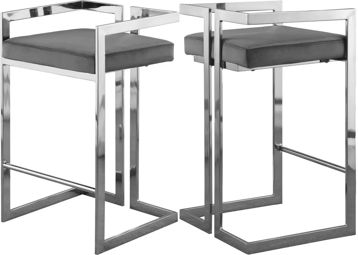 Ezra Grey Velvet Stool 1