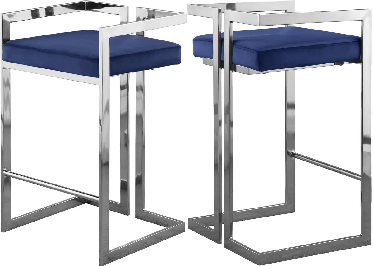 Ezra Navy Velvet Stool 1