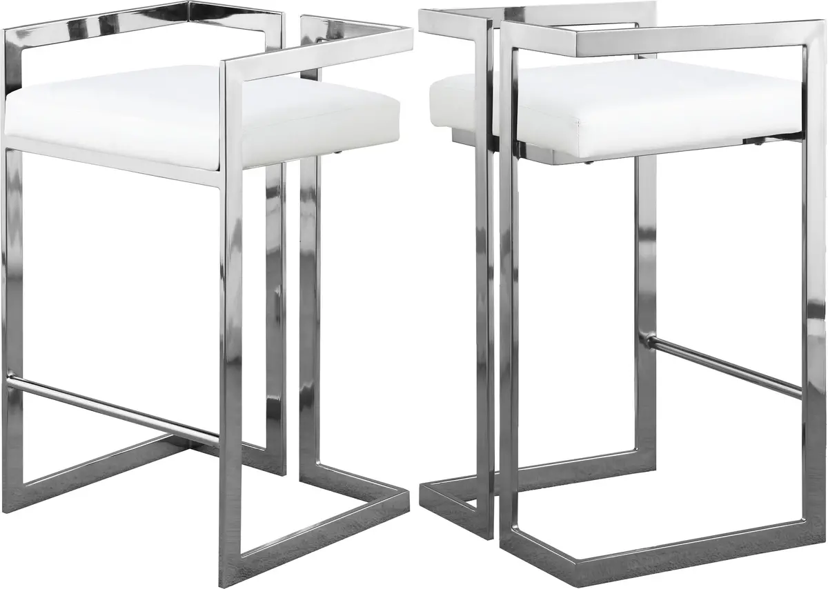 Ezra White Faux Leather Stool 1