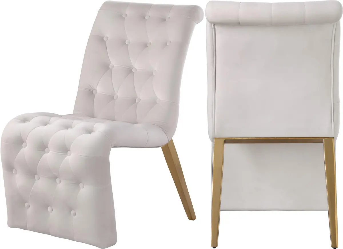 Curve Cream Velvet Dining Chair 1