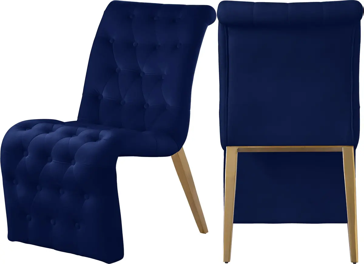 Curve Navy Velvet Dining Chair 1