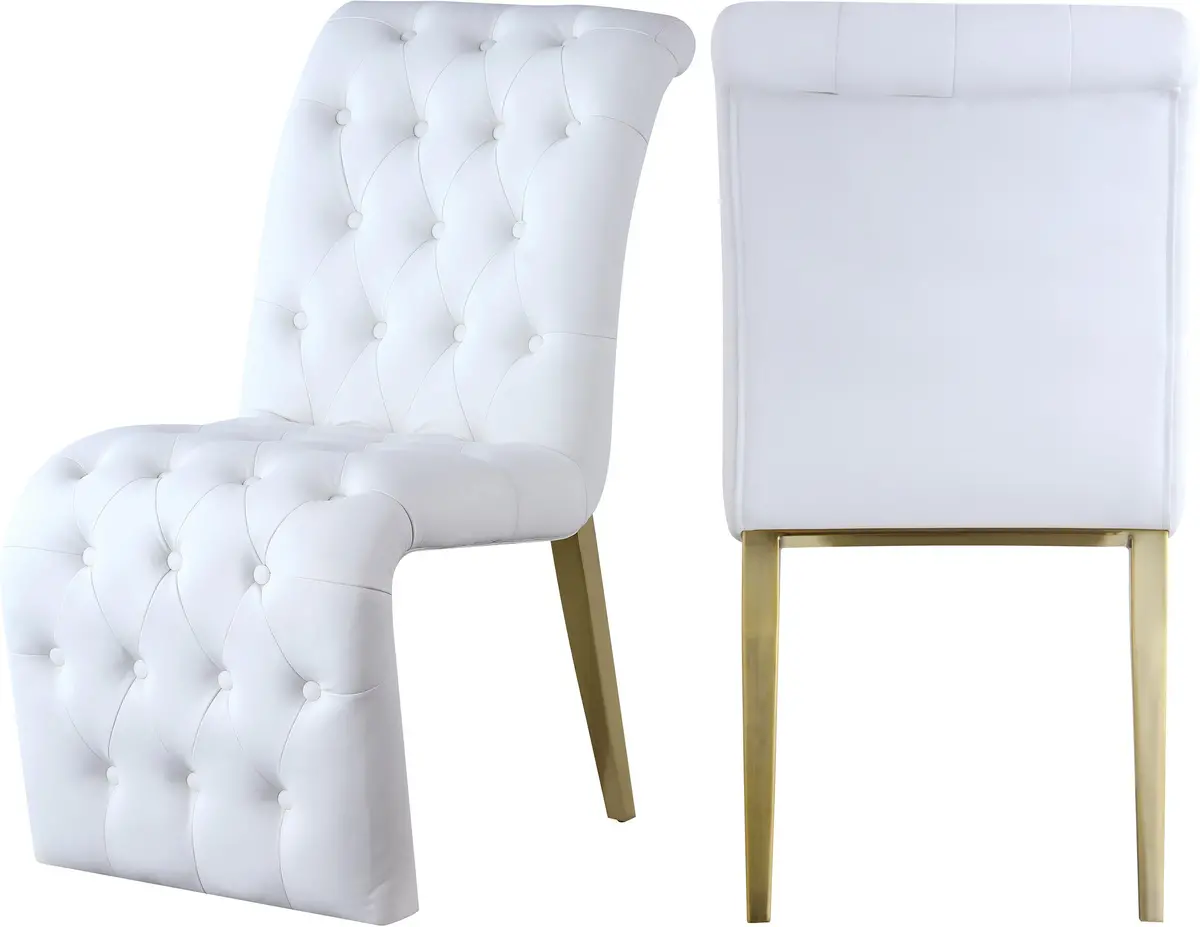Curve White Faux Leather Dining Chair 1