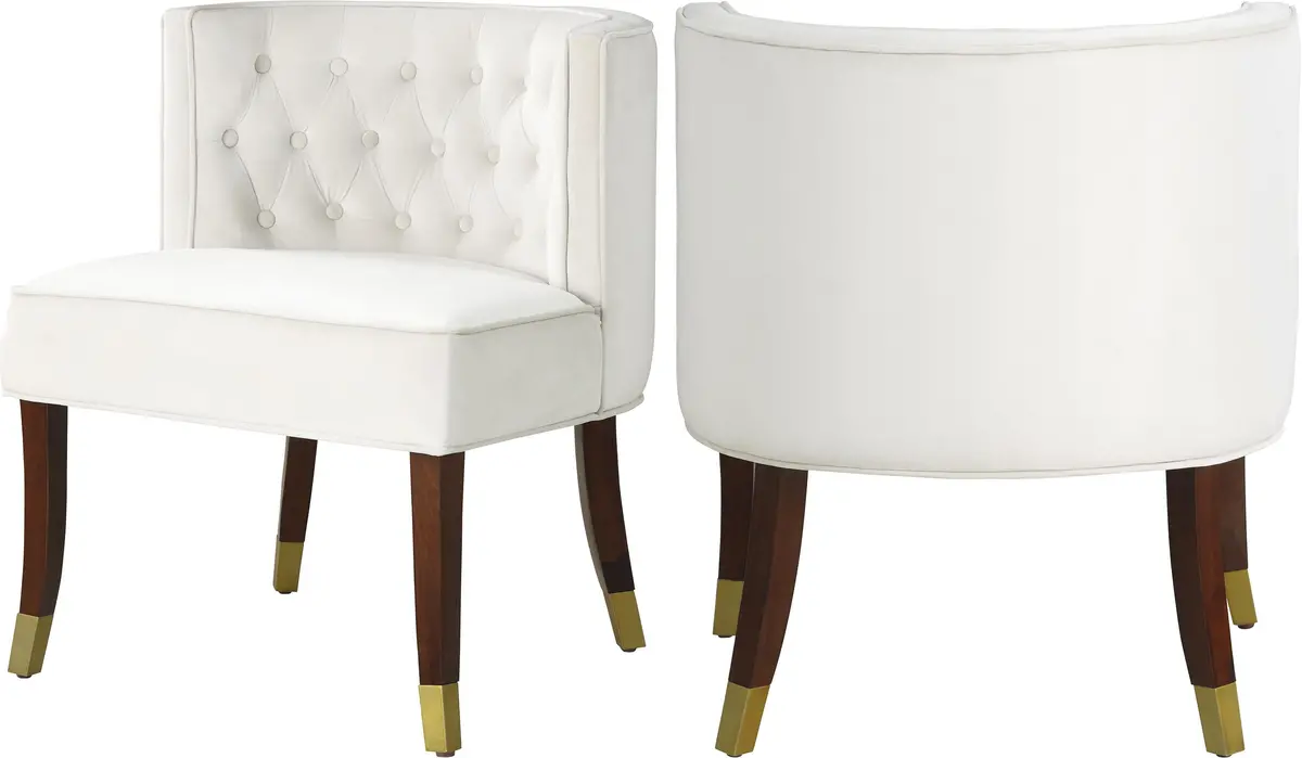 Perry Cream Velvet Dining Chair 1