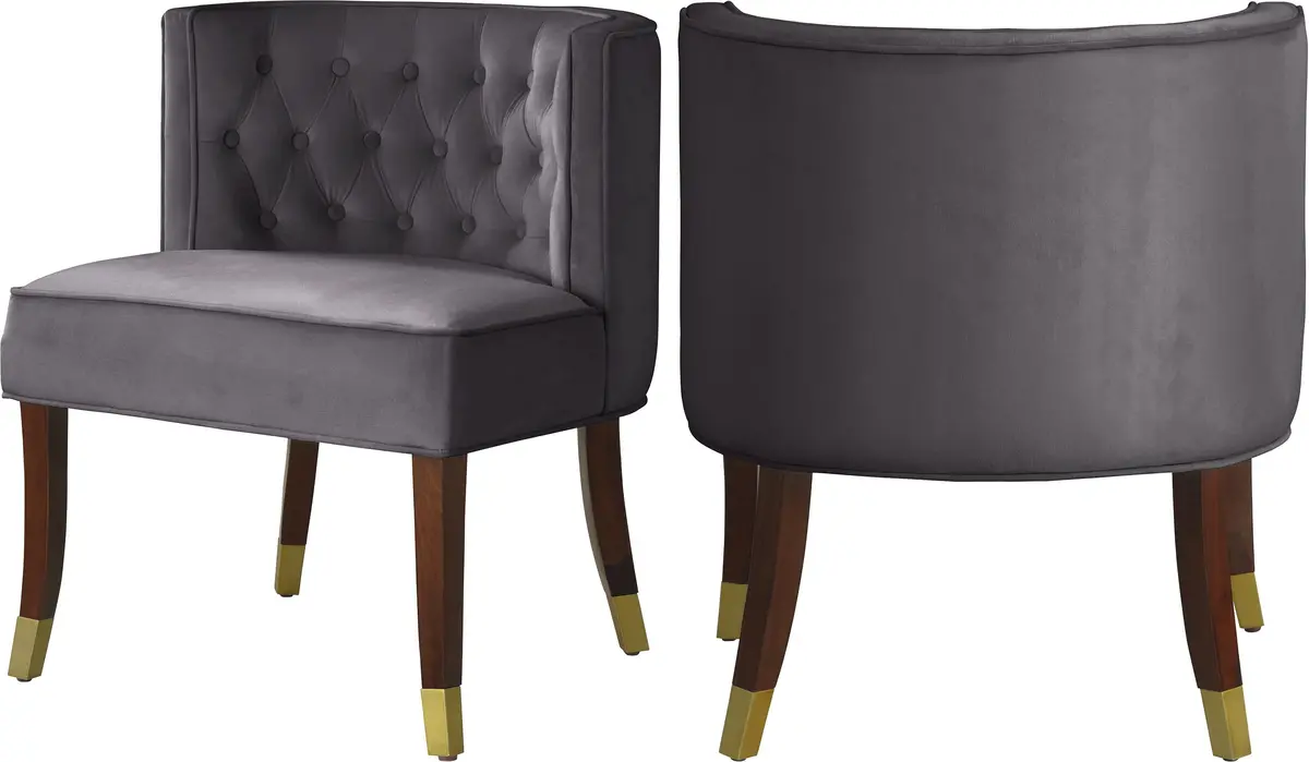 Perry Grey Velvet Dining Chair 1