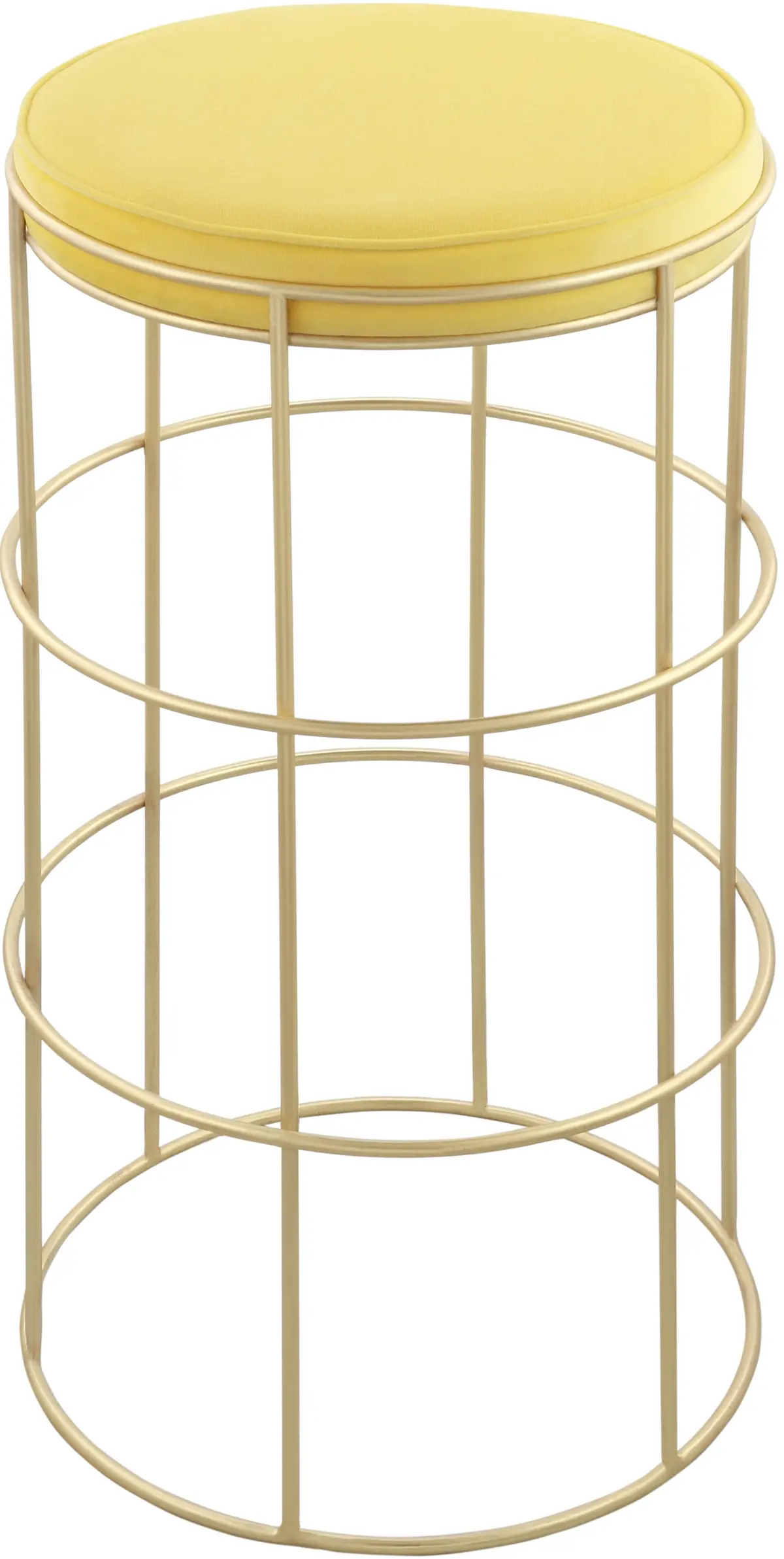Rebar Yellow Velvet Counter Stool 1