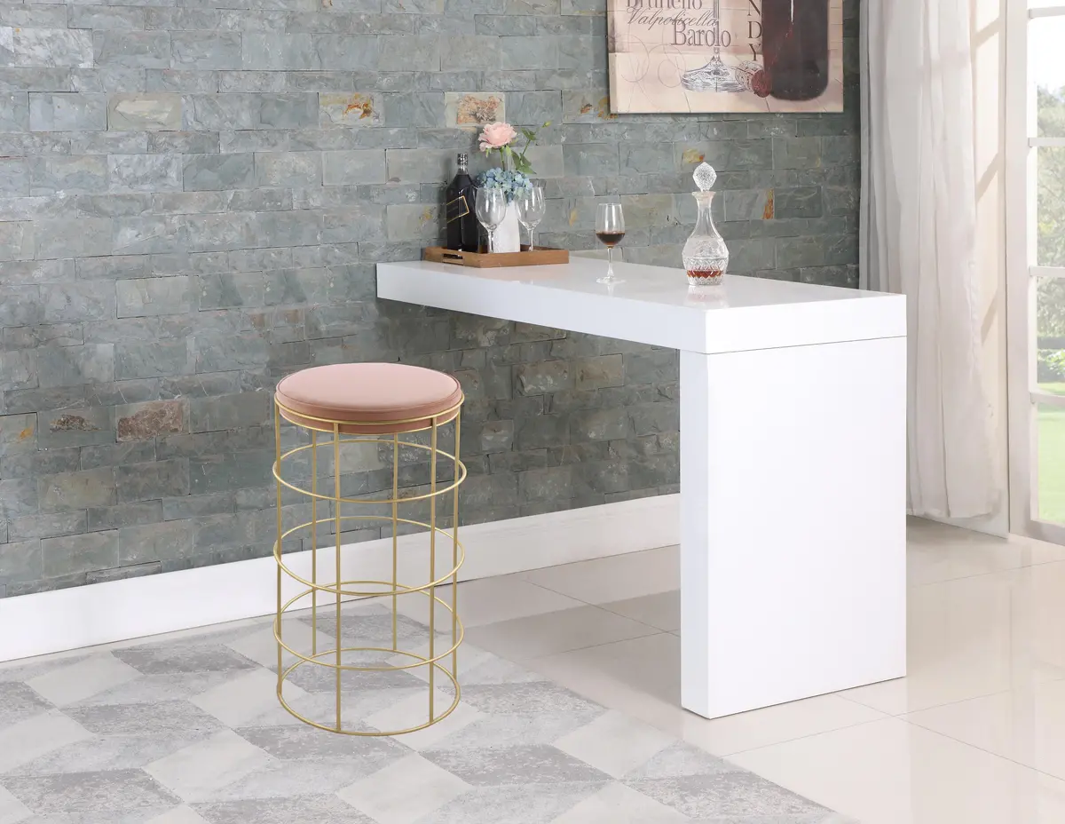 Rebar Pink Velvet Bar Stool 2