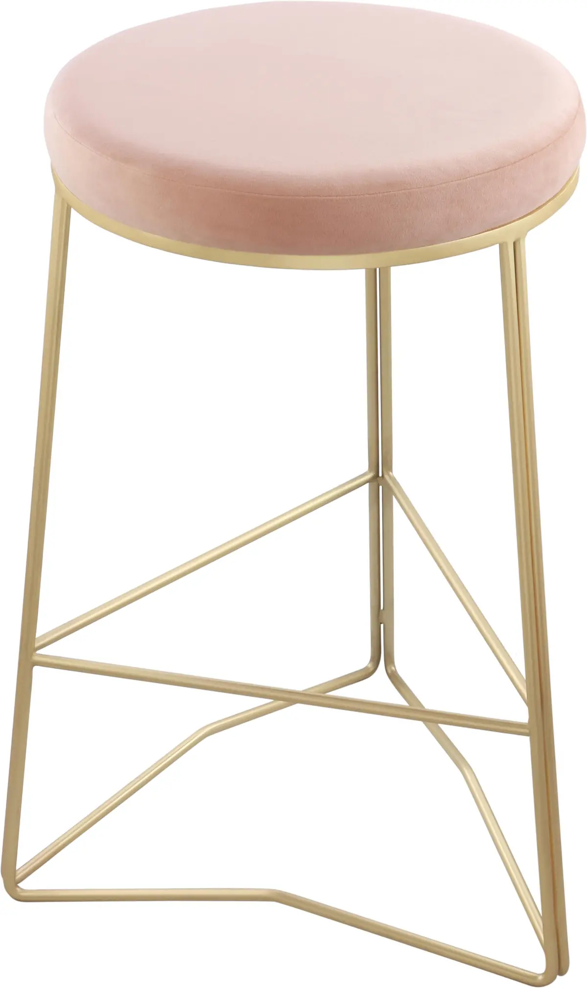 Tres Pink Velvet Counter Stool 1