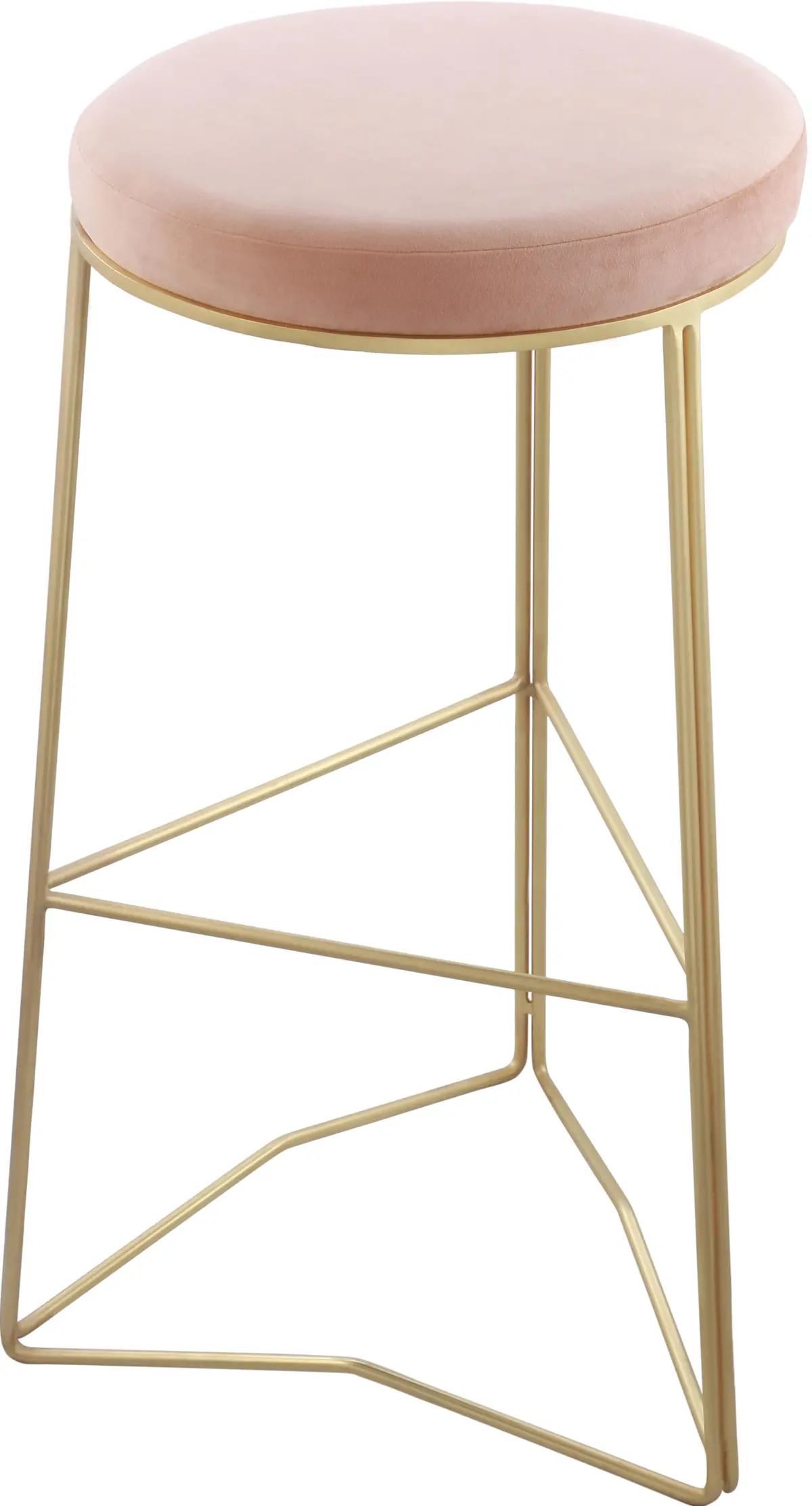 Tres Pink Velvet Bar Stool 1