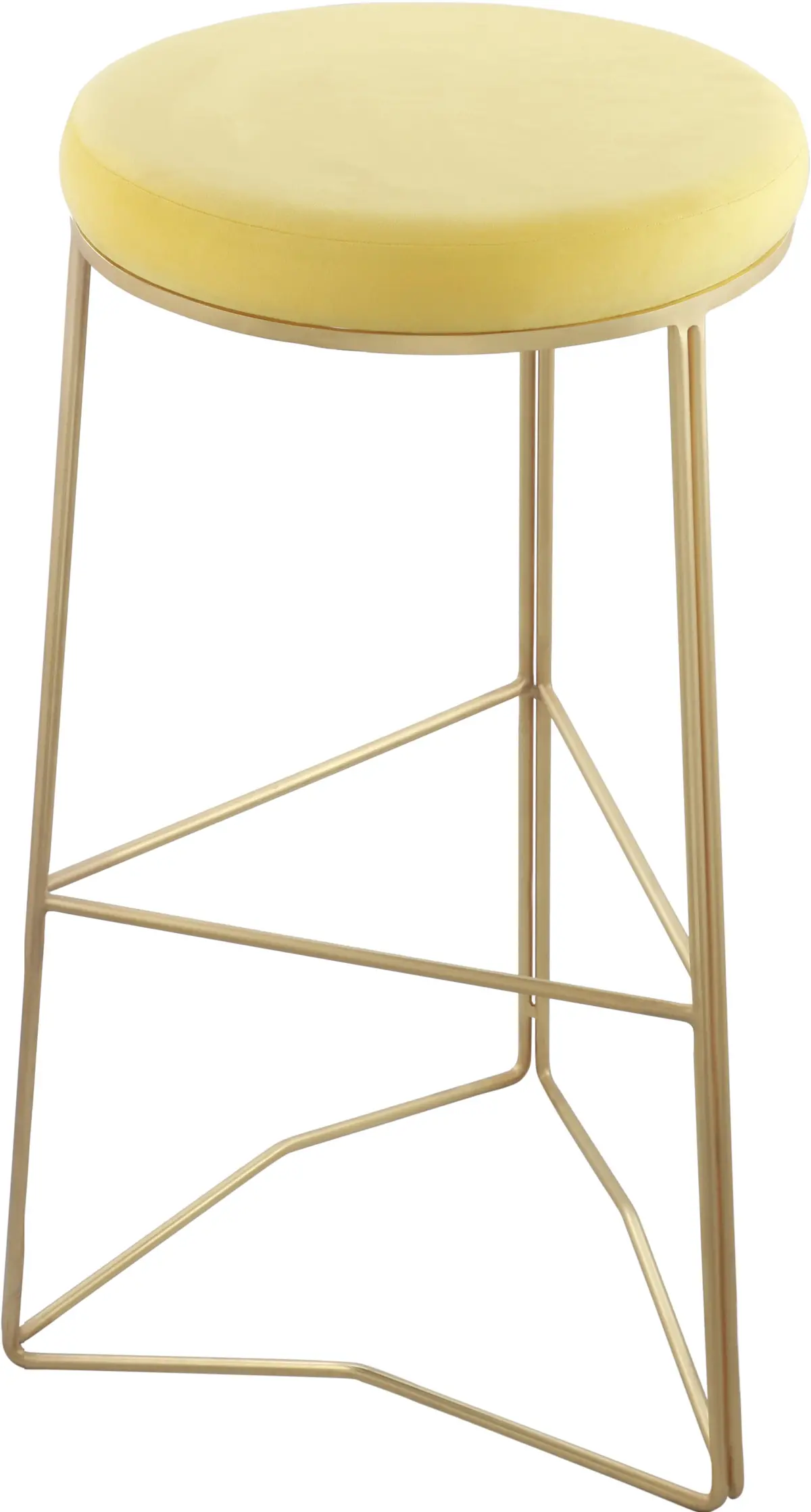 Tres Yellow Velvet Bar Stool 1