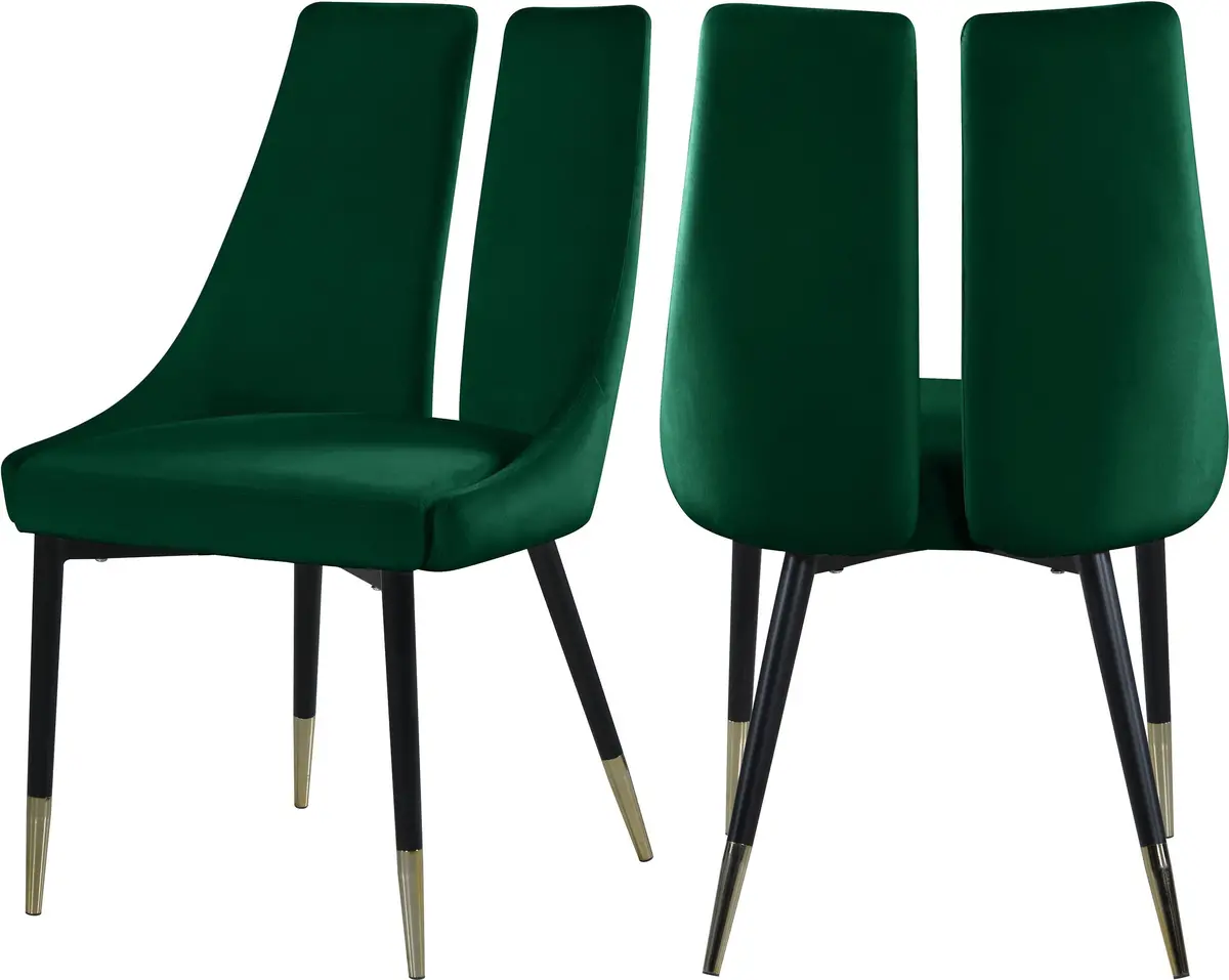 Sleek Green Velvet Dining Chair 1