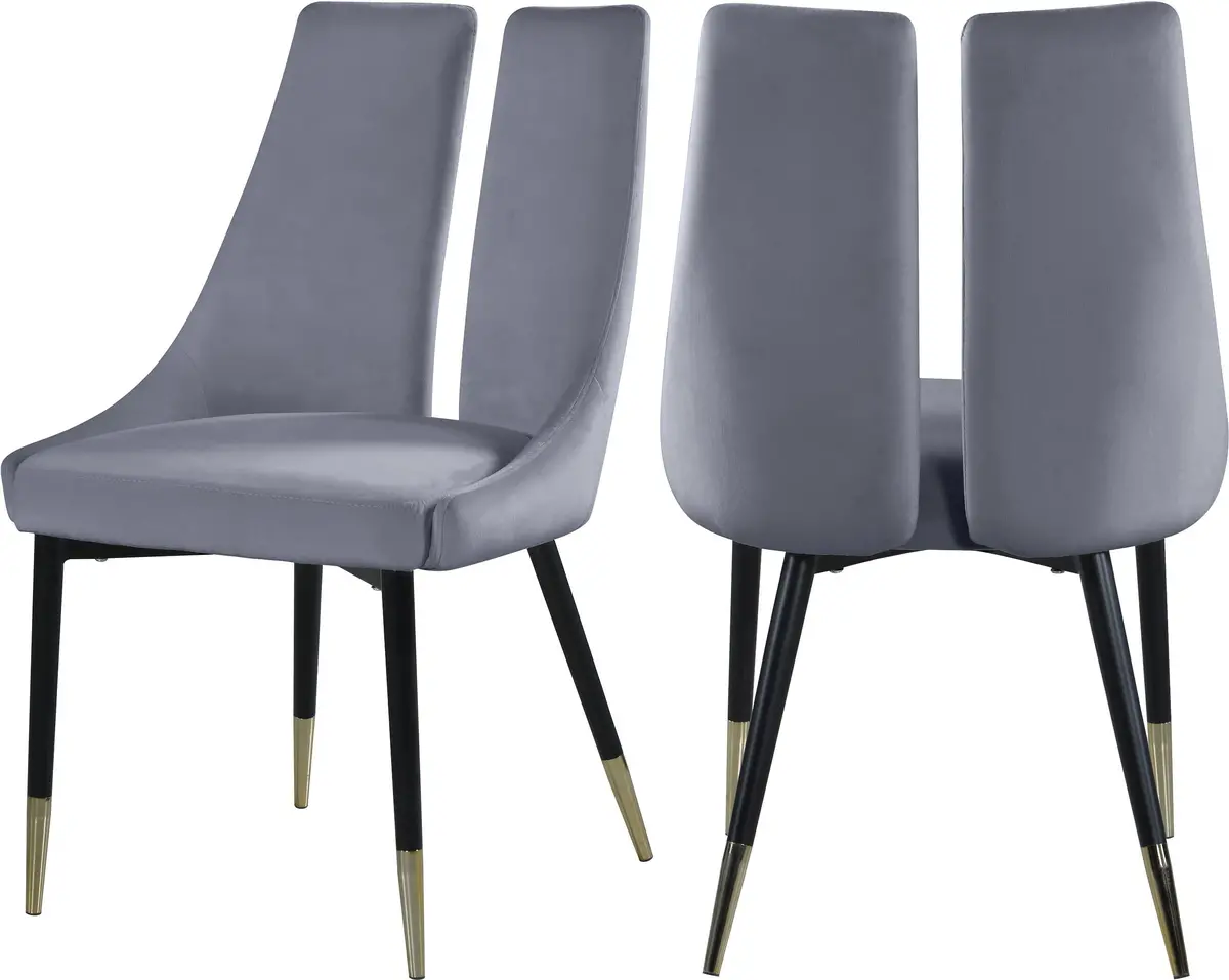 Sleek Grey Velvet Dining Chair 1