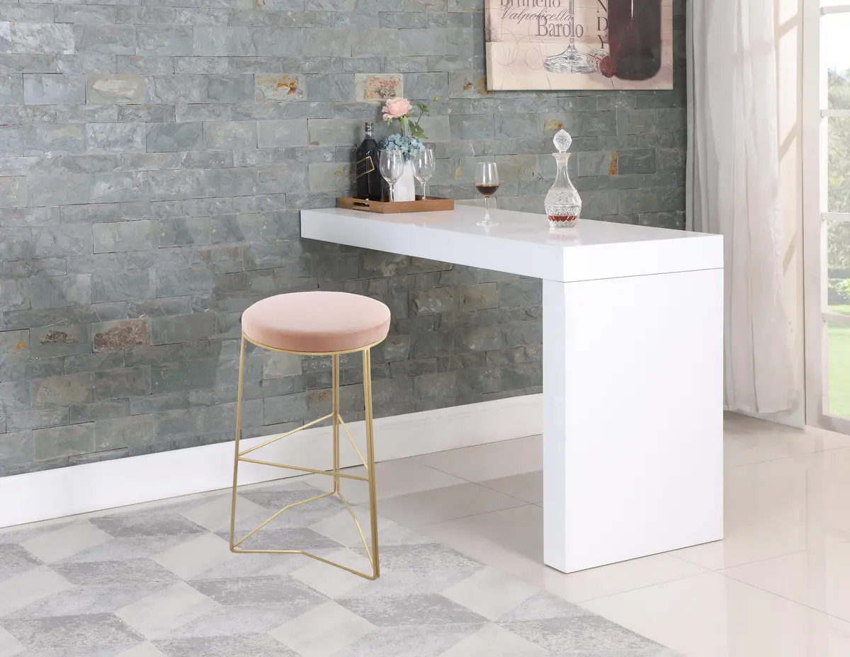 Tres Pink Velvet Bar Stool 2