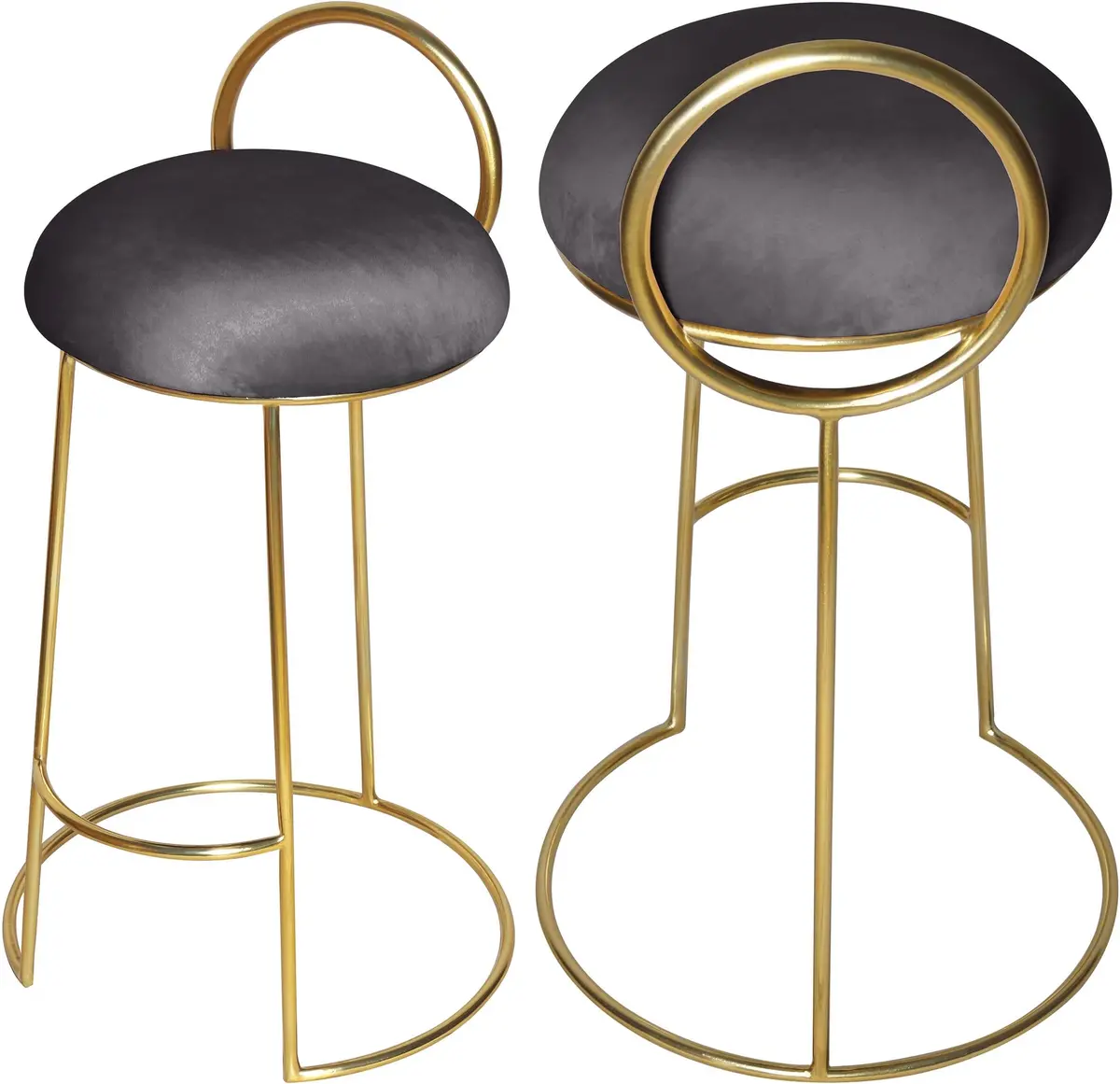 Ring Grey Velvet Counter Stool 1