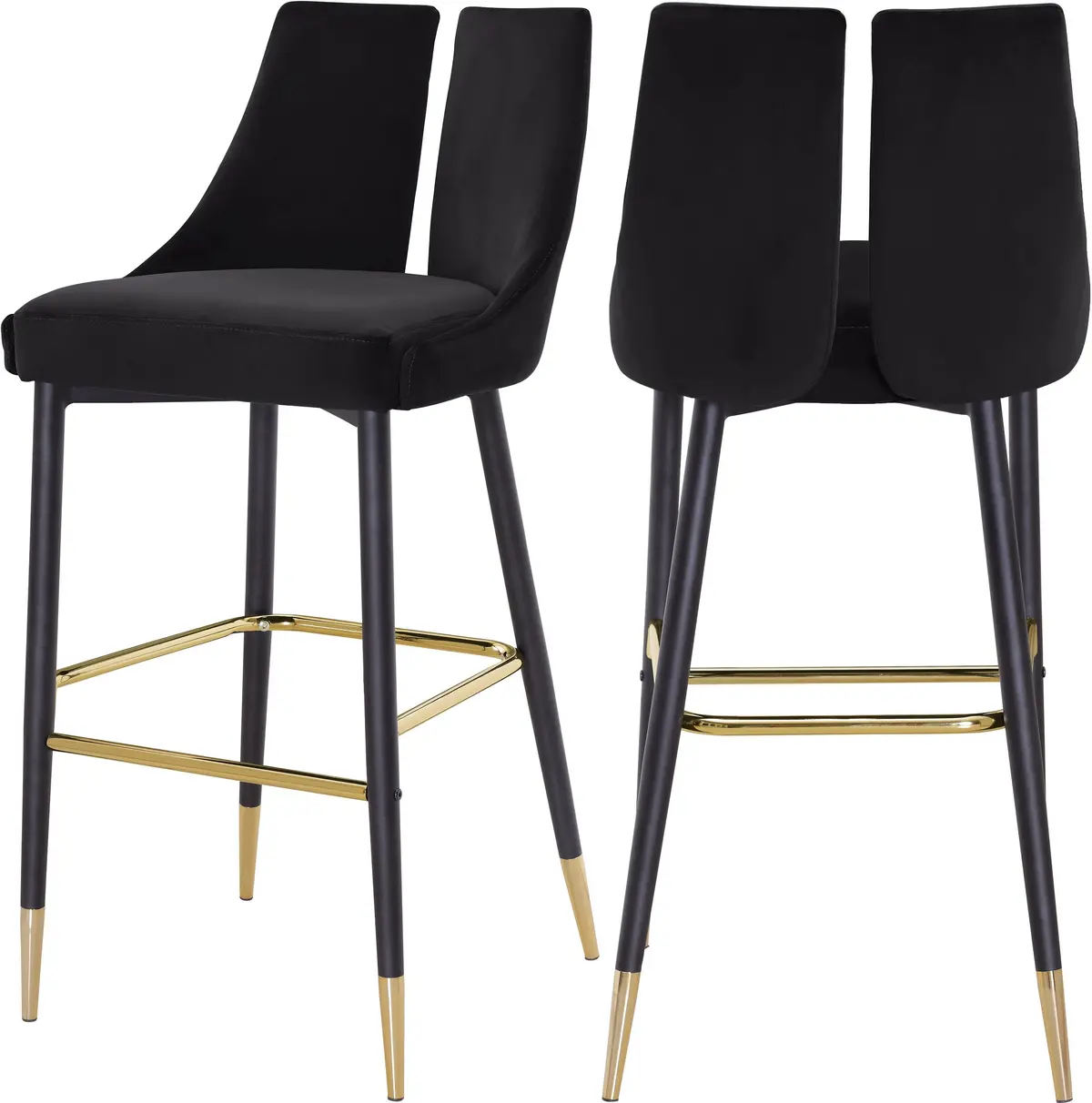 Sleek Black Velvet Stool 1