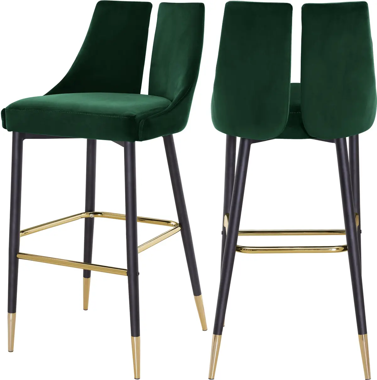 Sleek Green Velvet Stool 1